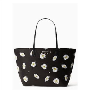 BRAND NEW Kate Spade Black Tote Falling Daisy
